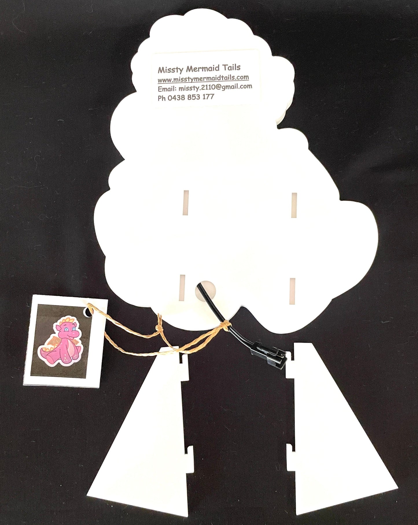 Baby Dragon neon art showing how stand attaches