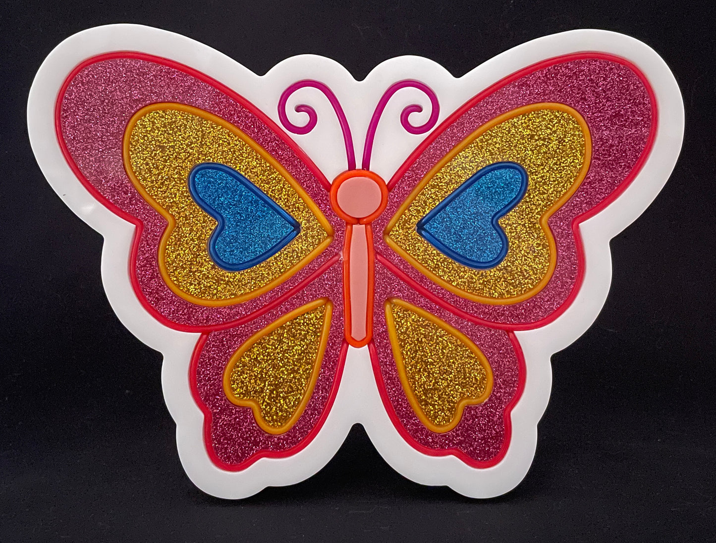 Pink Butterfly Open Wings Neon Art