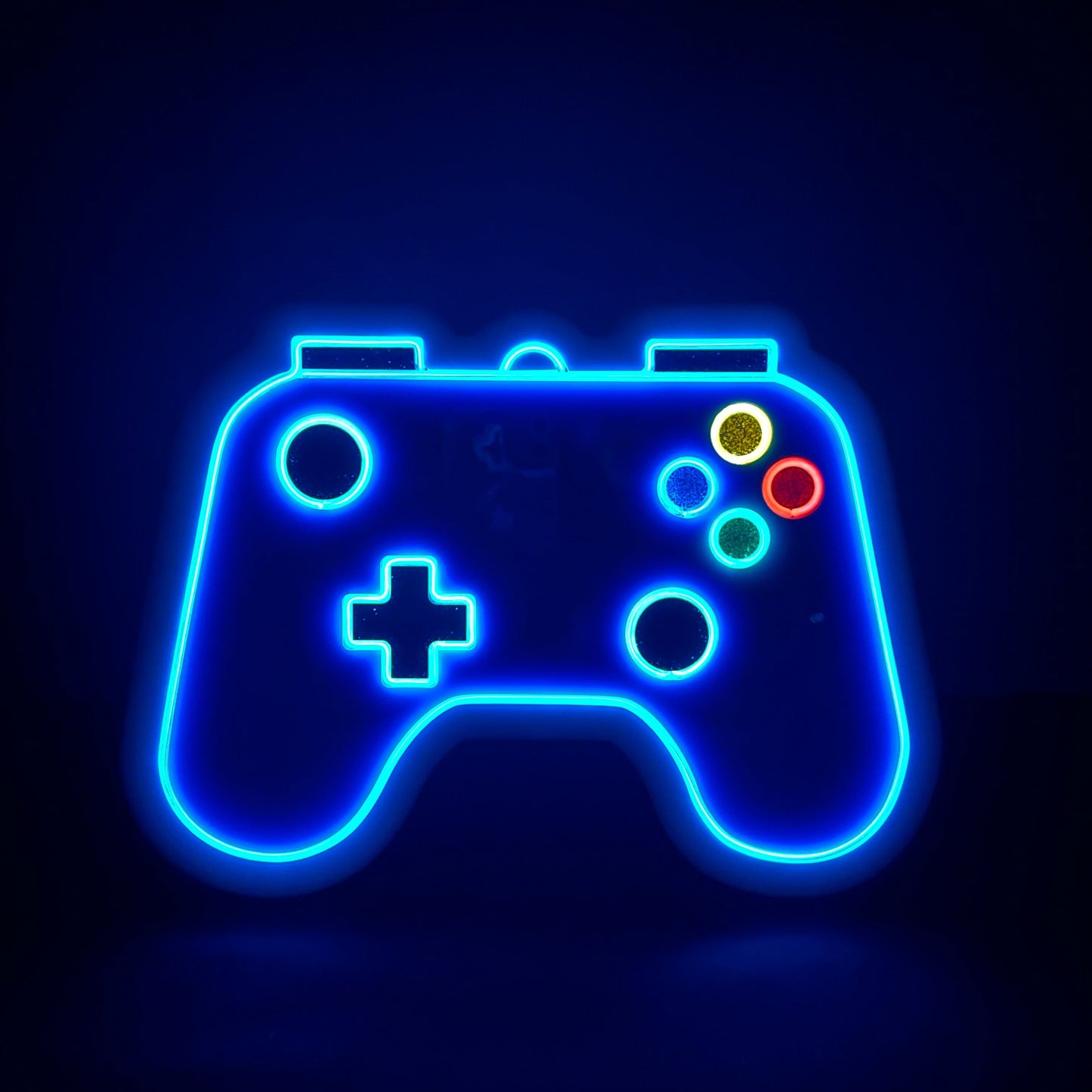 Blue game controller neon light
