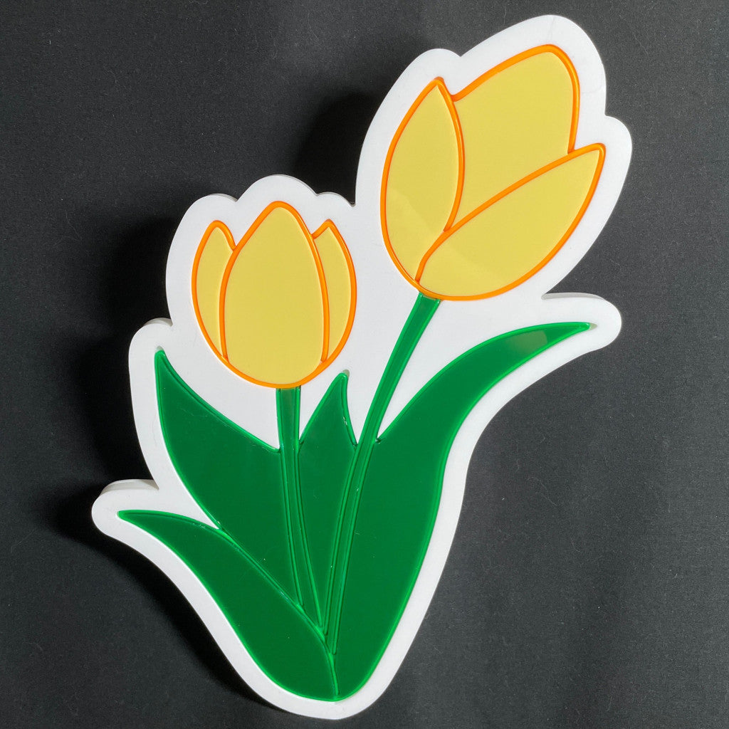 Double yellow tulips neon light not lit up made in Brisbane Australia