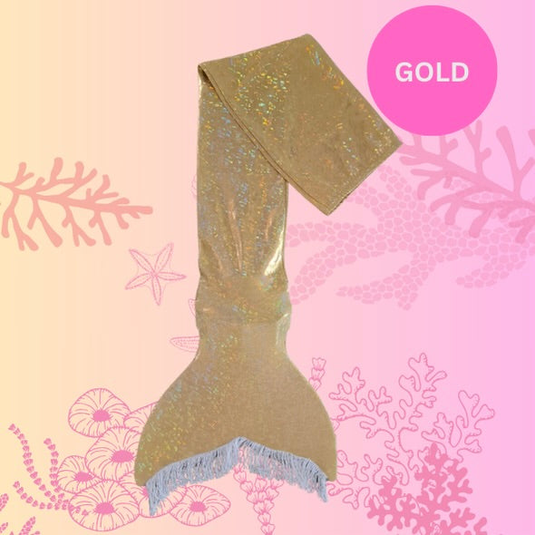 Gold sparkle swimmable mermaid tail with monofin Brisbane Australia