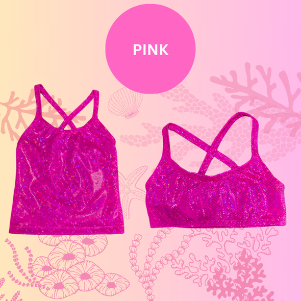 Hot pink singlet top and crop top for bikini set