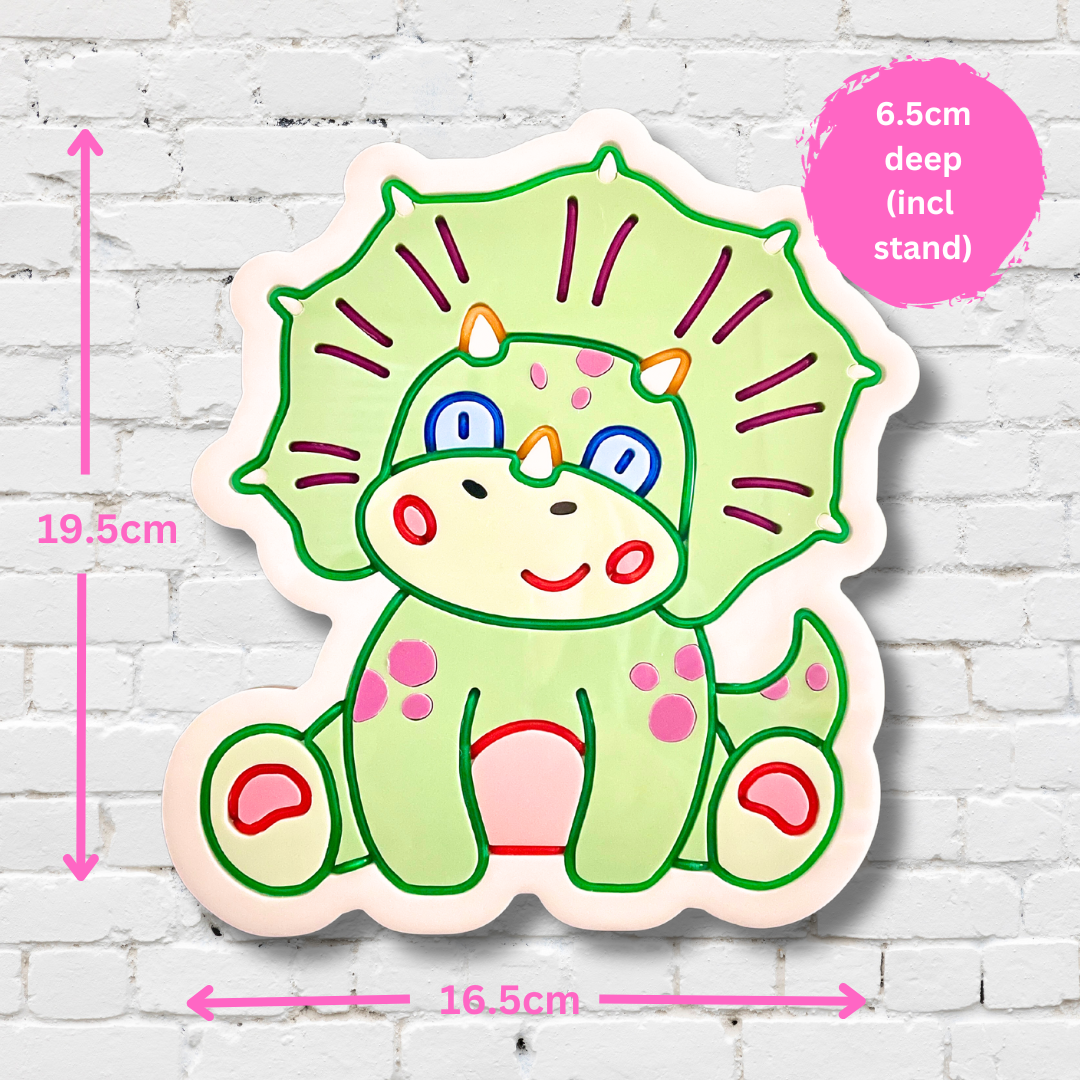 Measurements for Triceratops  dinosaur neon light