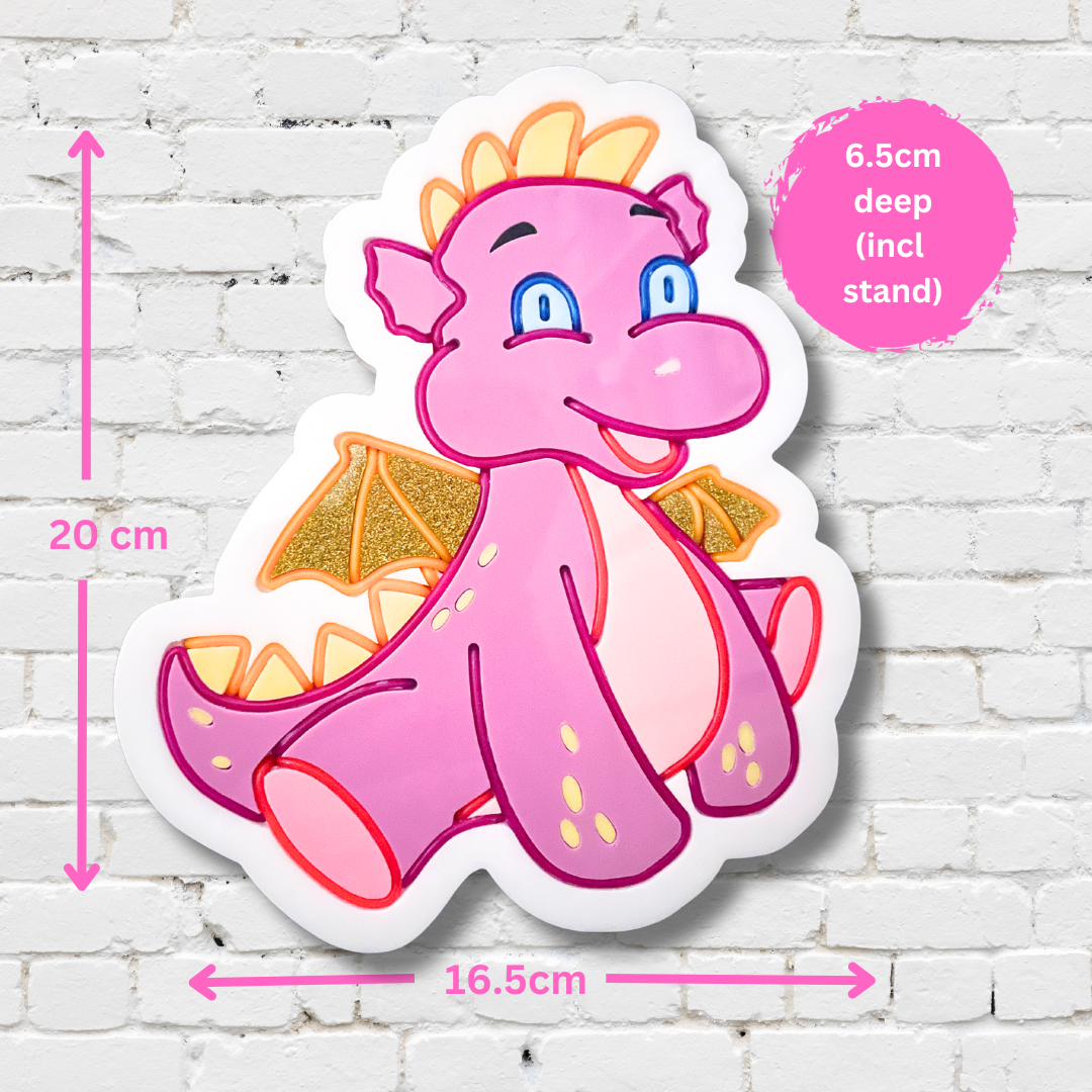 Measurements for purple baby dragon neon light