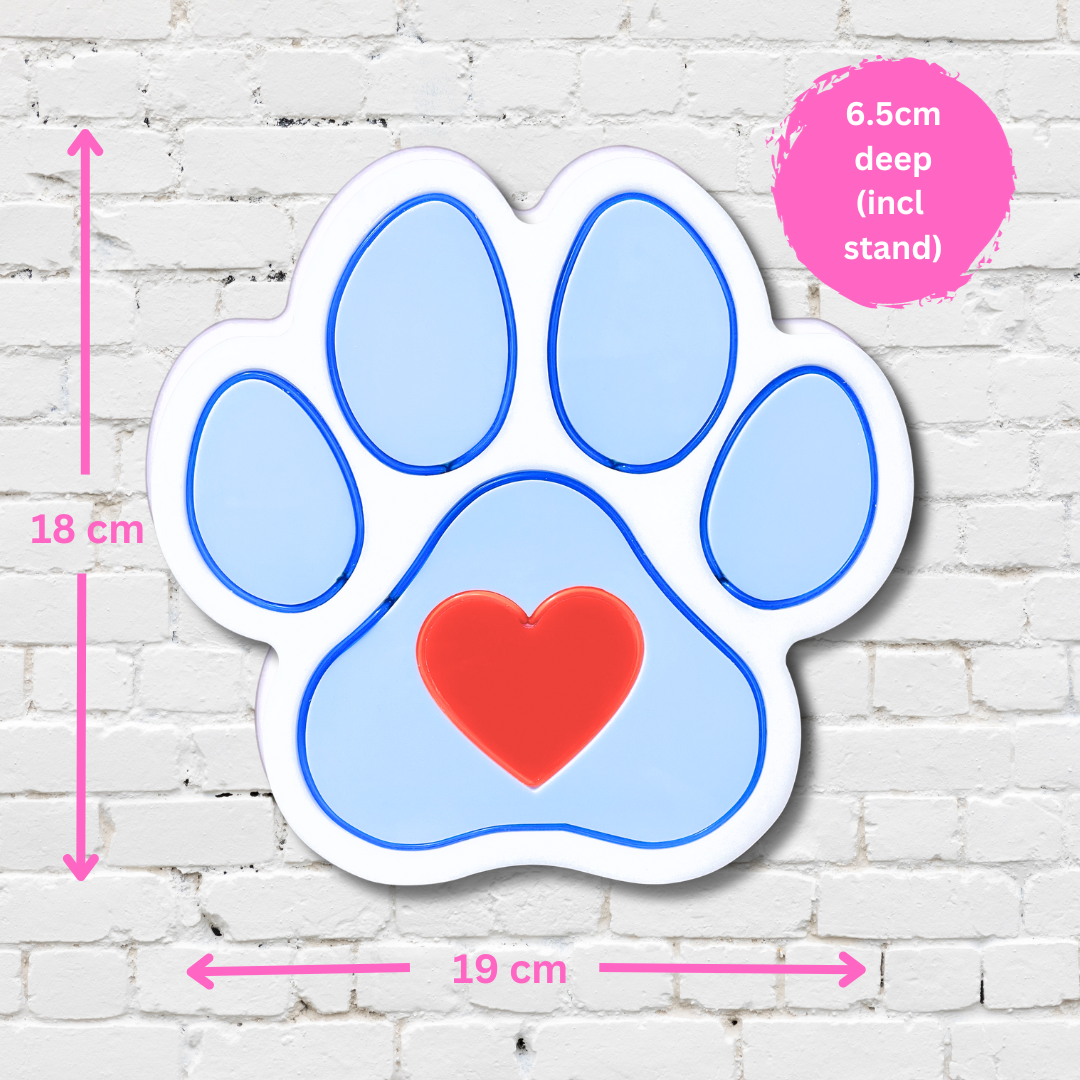 Measurements of paw print neon light