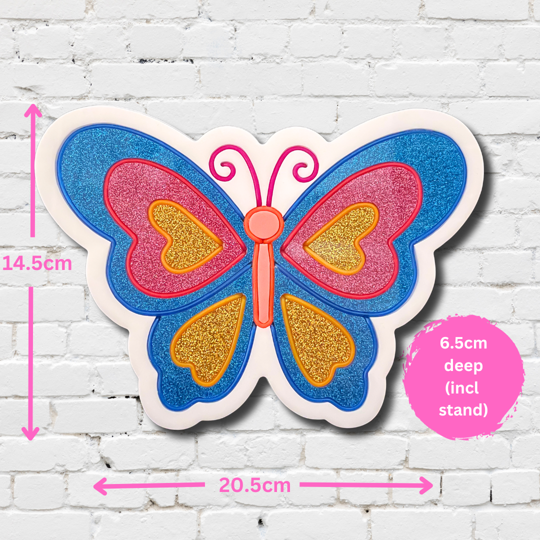 Measurements of the open winged butterfly neon light