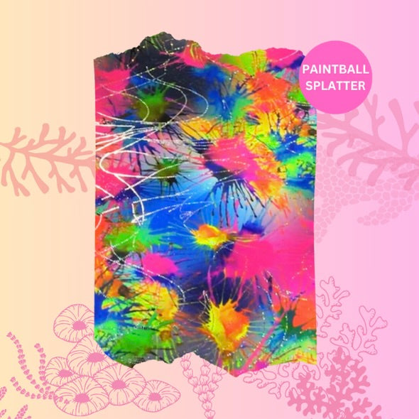Paintball splatter look colour swatch for swimmable mermaid tails Brisbane Australia