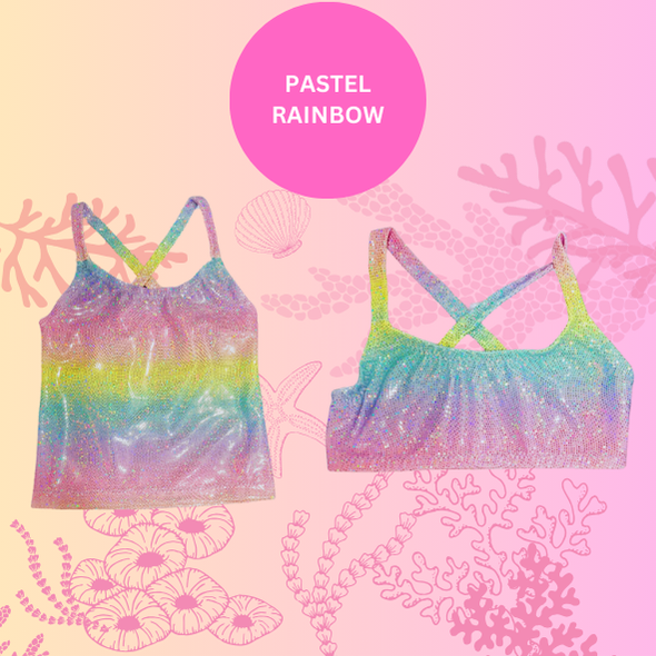 Pastel rainbow singlet top and crop top for bikini set