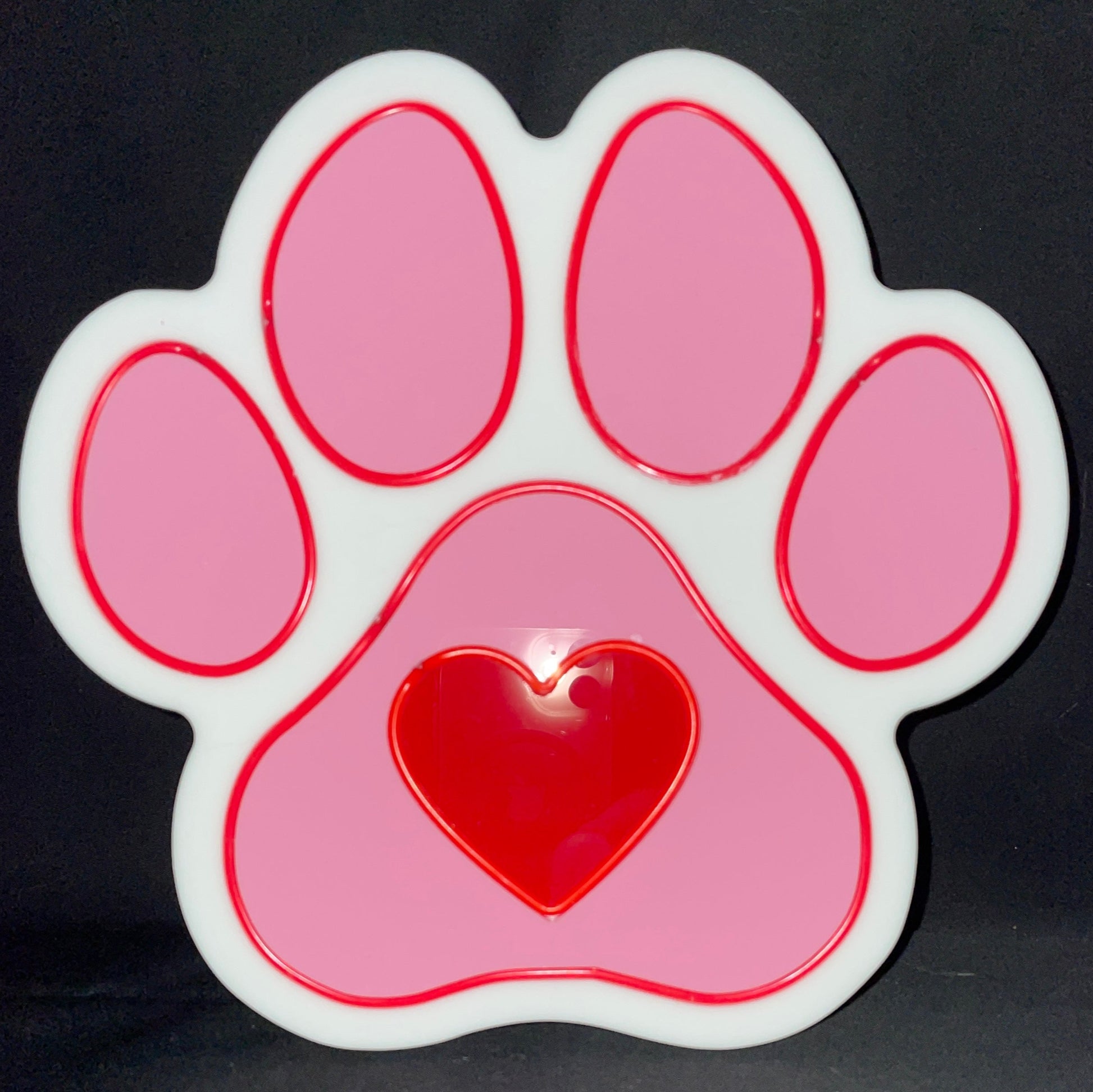 Paw print neon light in pink acrylic not lit up
