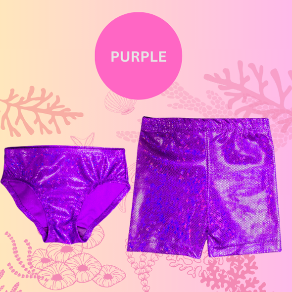 Purple sparkle pant style and short style bikini bottoms Brisbane Australia