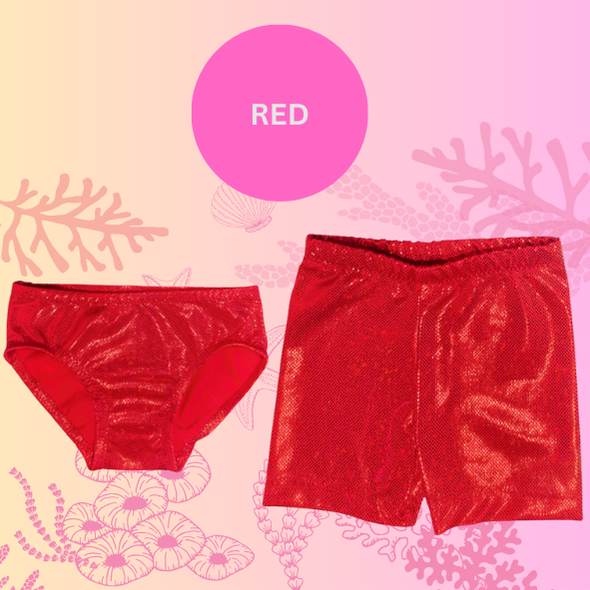 Red sparkle pant style and short style bikini bottoms Brisbane Australia