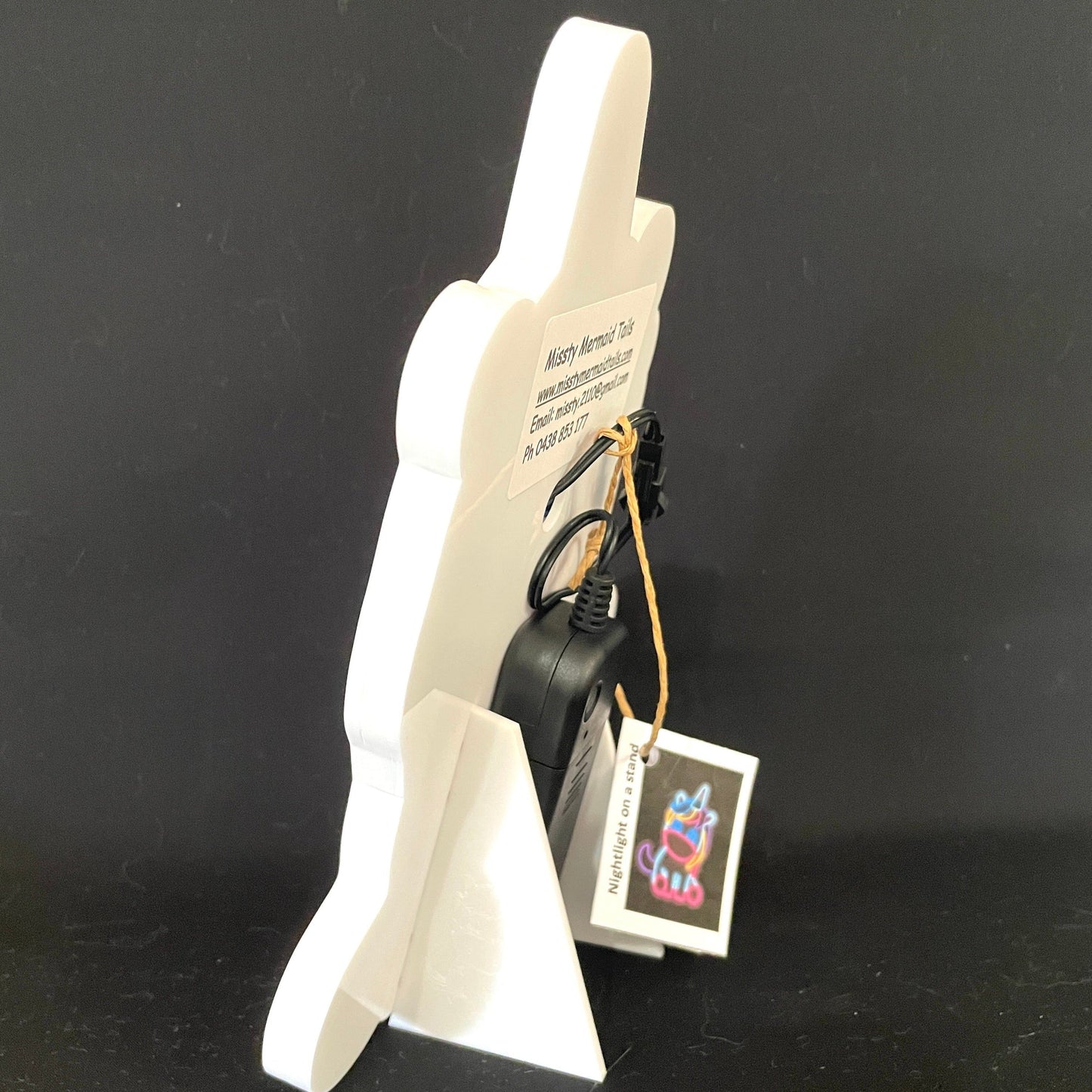 Side view of baby unicorn neon light
