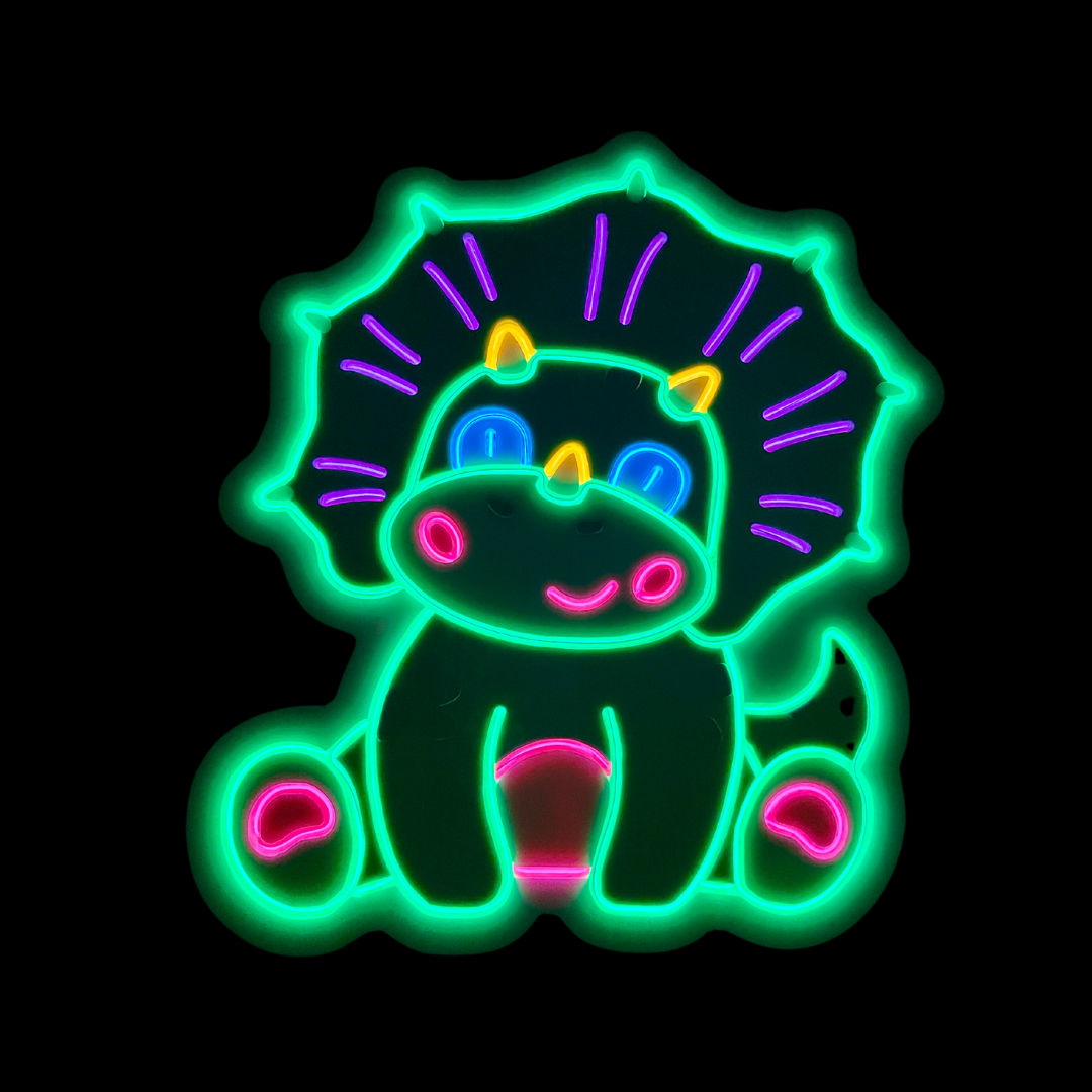 Triceratops dinosaur neon light