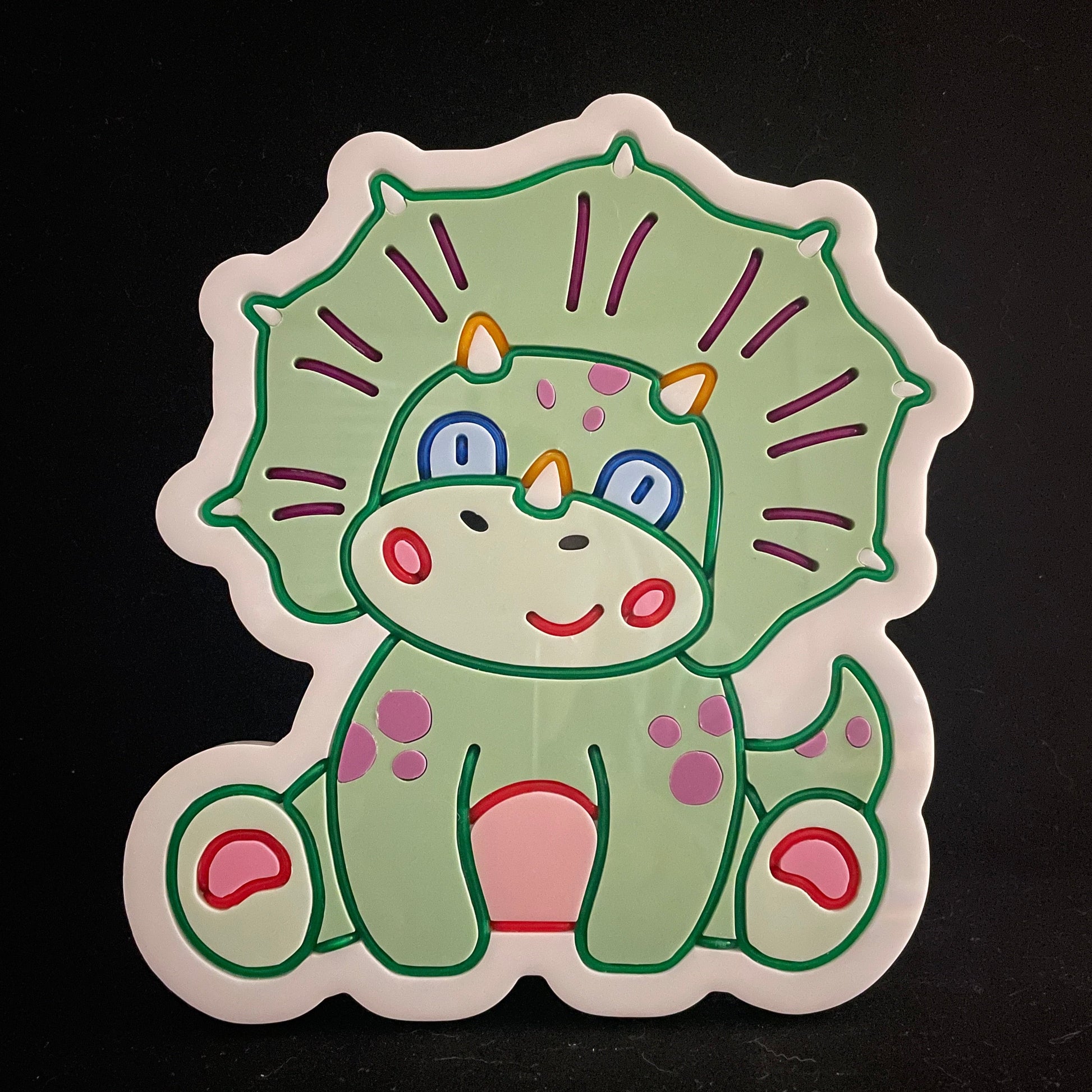 Green Triceratops dinosaur neon light not lit up