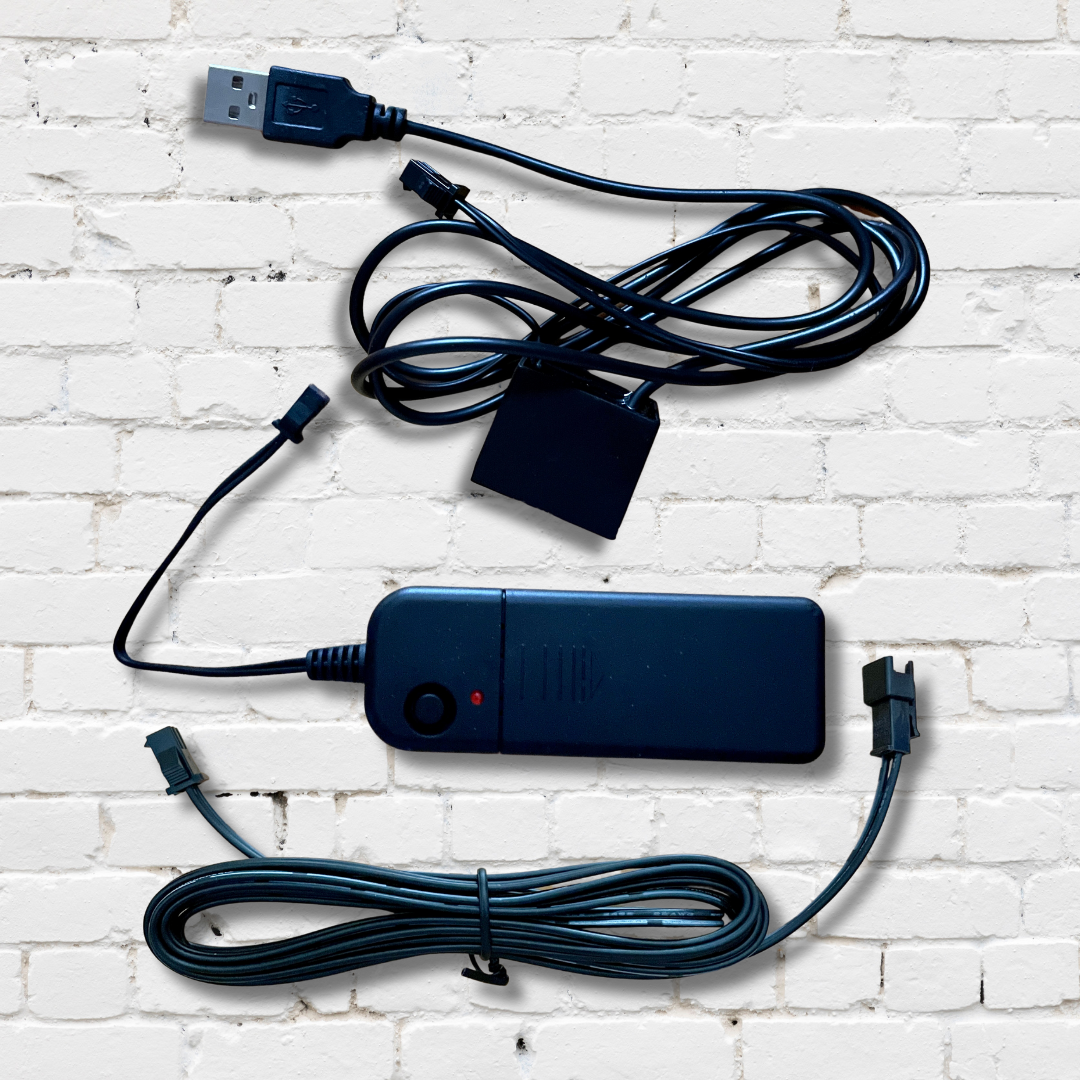 USB lead, battery pack and extension lead for EL wire for neon lights