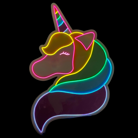 Unicorn neon light in rainbow colours