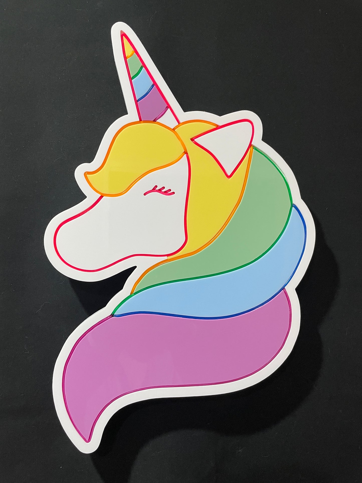 Unicorn neon light in rainbow colours not lit up