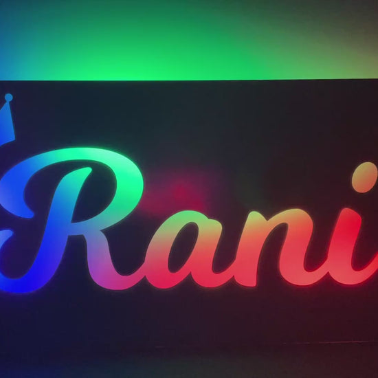 Purple mirror light showing multi-coloured lights