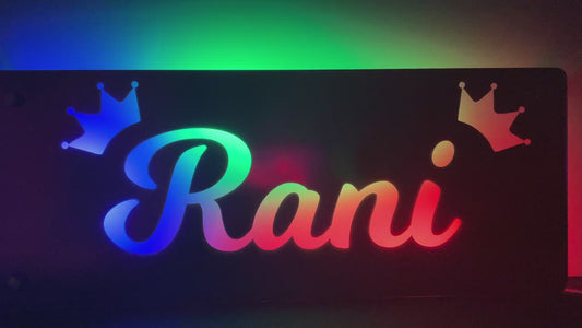 Purple mirror light showing multi-coloured lights